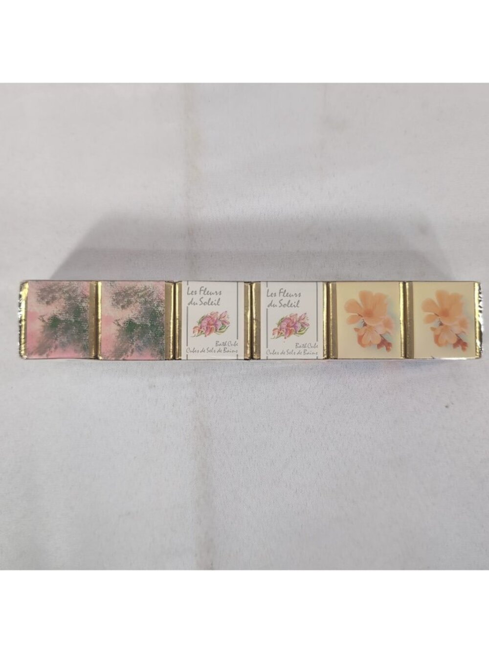NEW English Bath Cubes 6 x 45 g England Vintage Gold Floral Sunflower Soleil